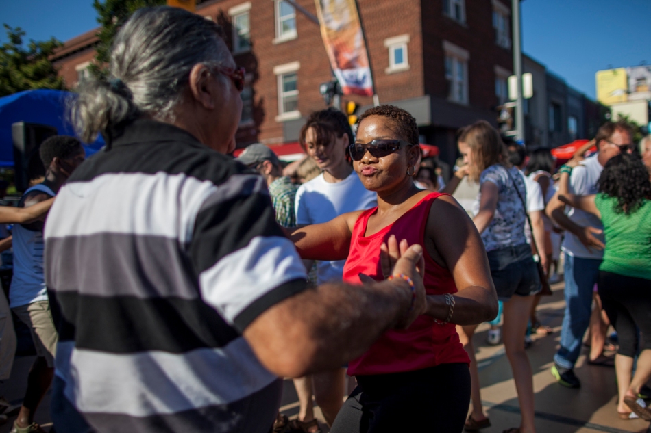 Harry Anderson, left dances with his wife Ernestine on Saturday at the Salsa on St. Clair festival. The two day festival took place on St. Clair West between Winona and Christie. (July 13, 2013)