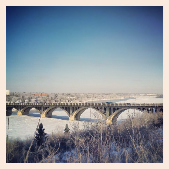 One of the many bridges in Saskatoon.  it was a really pretty city.